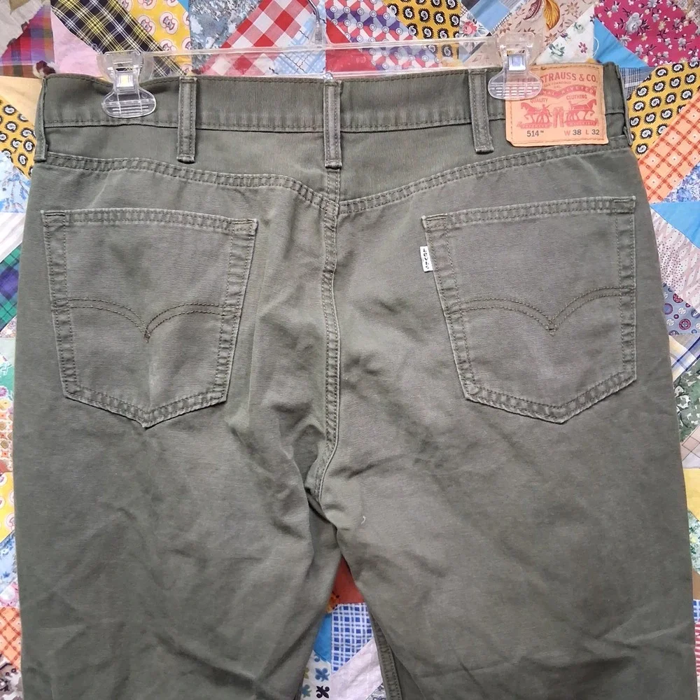 Levi's 514 Straight Fit Pants Mens 38x32 Olive Green Cotton Canvas Workwear